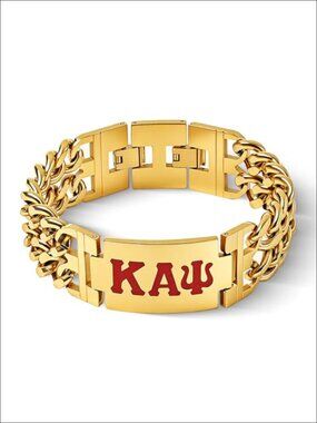 Heavy Engraved Greek Letter Bracelet Stainless Steel Adjustable